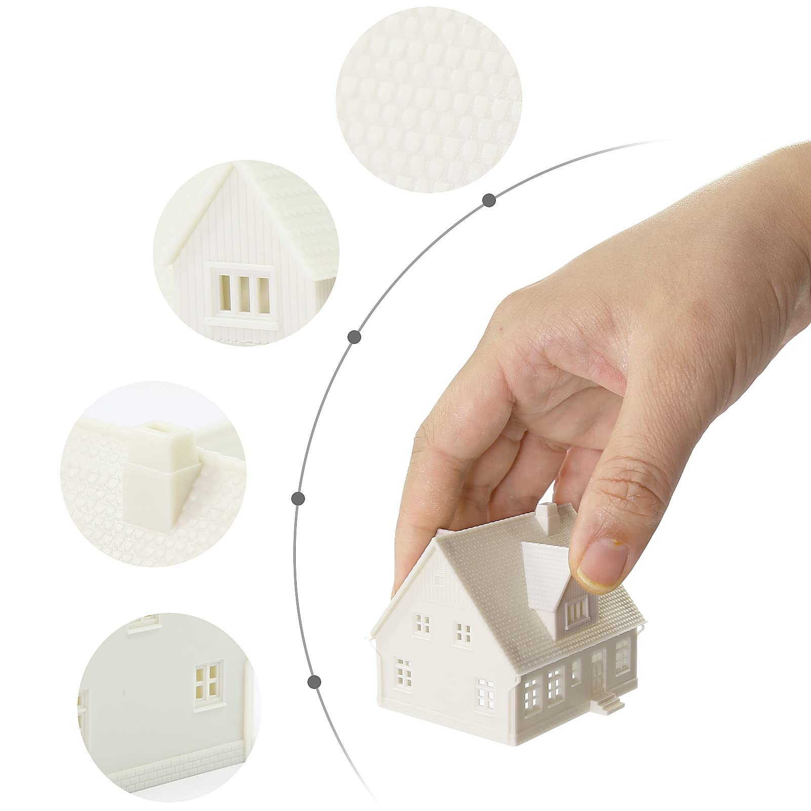 2 Sets N Scale 1:160 Model Blank Buildings Kit Unassembled House for Model Train Layout (A)