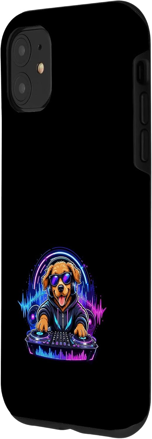 Golden Retriever DJ Puppy Headphones Music Case for iPhone 11 image 2