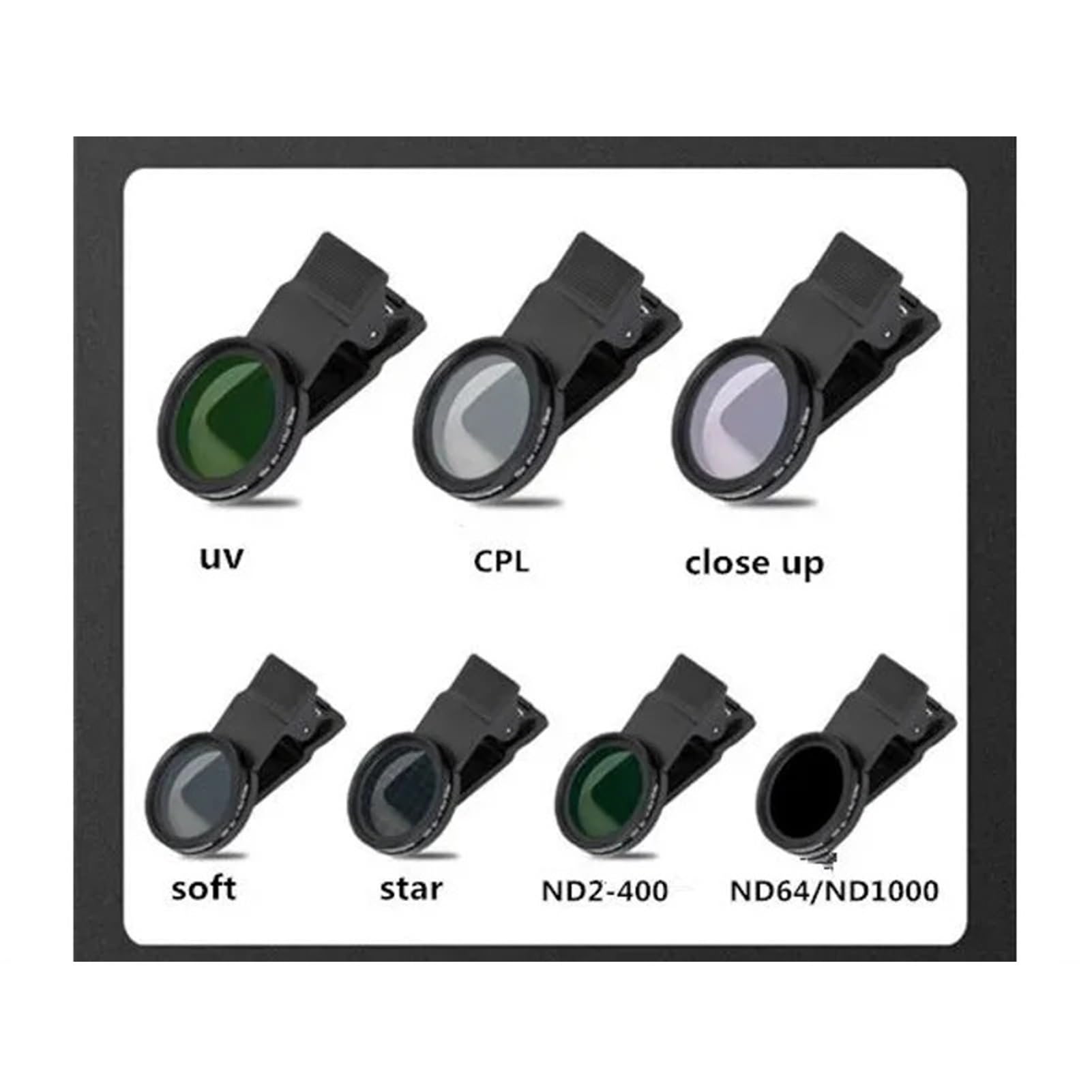 37 mm 52 mm Telefonobjektivfilter - Variabler ND-Filter mit Clip for Smartphone(52mm,MCND1000 and Clip)
