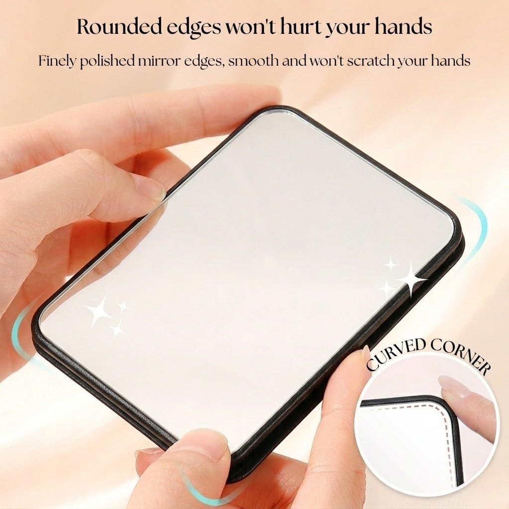Kolorful Frameless Foldable HD Glass Makeup Mirror with Adjustable Stand Standing Travel Vanity Mirror Compact Tabletop Desk Mirror for Makeup, Travel, Office, Home Use (Black) 3