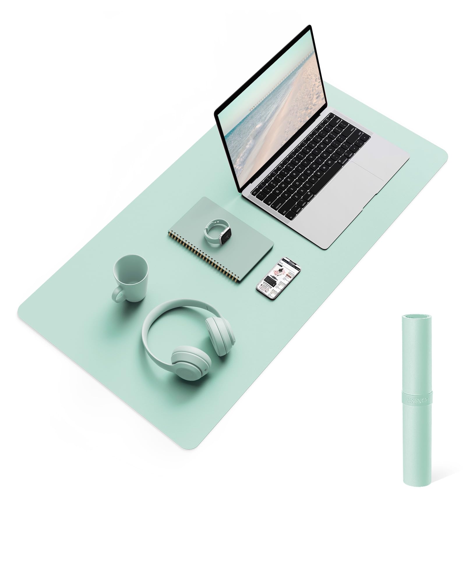 YSAGi Non-Slip Desk Mat, Waterproof Large Mouse Pad 80x40 cm Pale Green