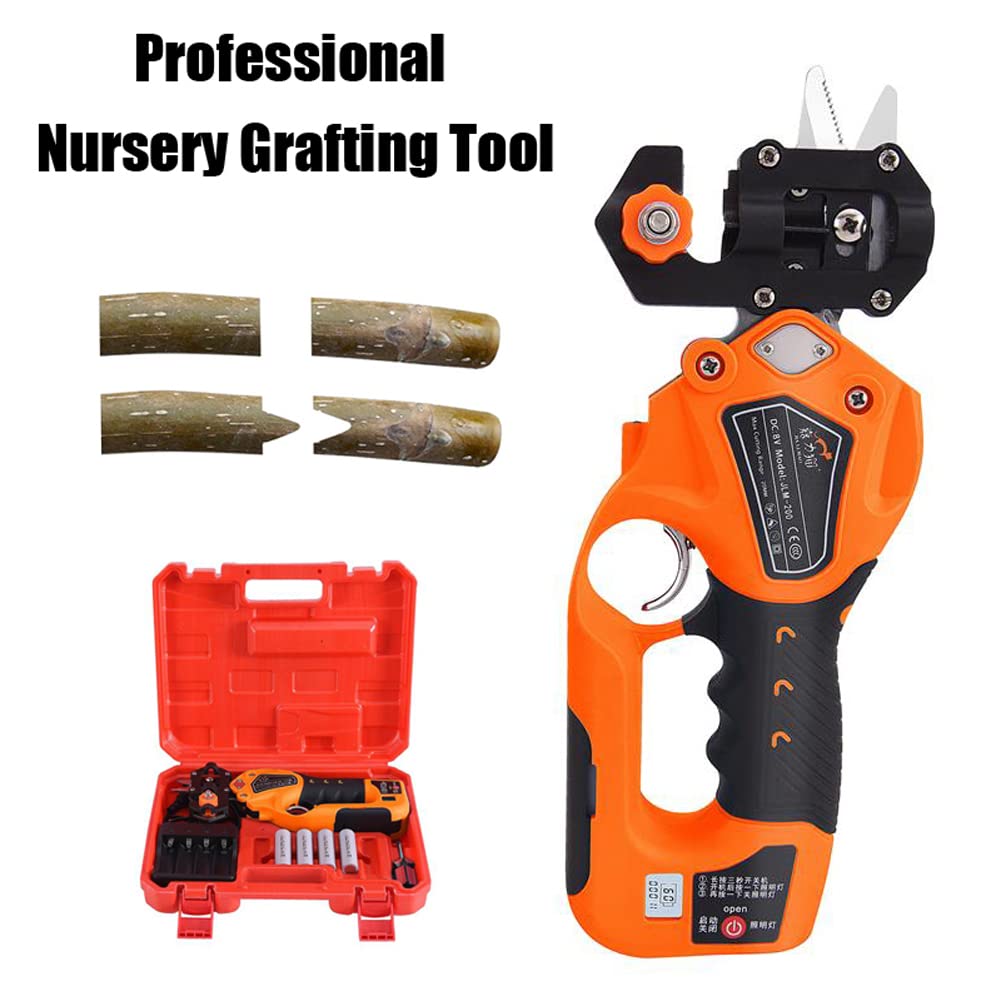 Tijeras de podar eléctricas para injertos, pantalla LCD, tijeras de podar para injertos de plántulas de árboles frutales, herramienta de jardinería, podadora de cuchillos para injertos, adecuada para