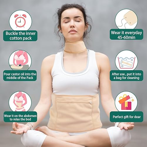 Miniatura 5 de Paquete de 6 piezas de aceite de ricino para cintura, cuello, pecho, pierna, brazo, rodillas, codos, tobillos, aceite de ricino reutilizable y