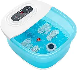 Niksa Massageador de Banho de Spa para Pés Com Calor, Bolhas, Vibração e Luz Vermelha - 4 Rolos de Massagem, Pedicure, Banheira de Spa para Alívio do Estresse, Imersão Com Mini Pontos
