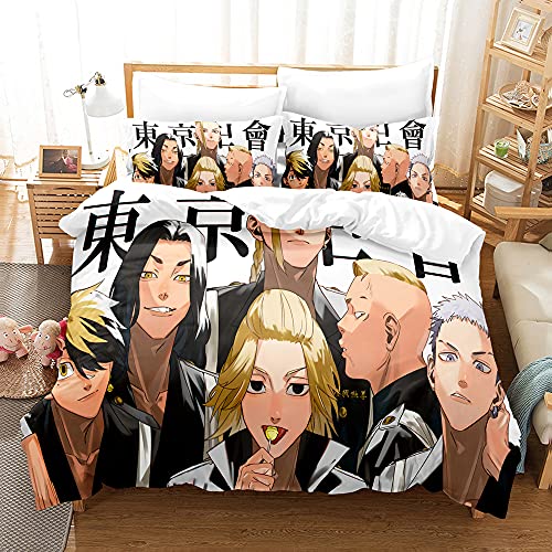PTNQAZ Housse de couette Anime Tokyo Revengers - Parure de lit imprimée 3D - Pour lit simple, Queen et King size - Pour chambre de garçon (simple, 2) Cover