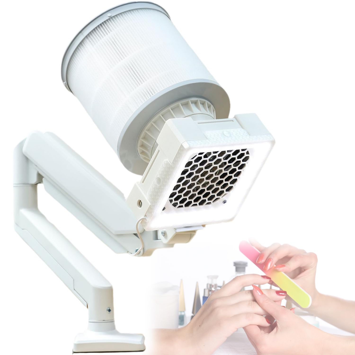 Collecteur de poussière pour ongles avec filtre réutilisable et bras réglable