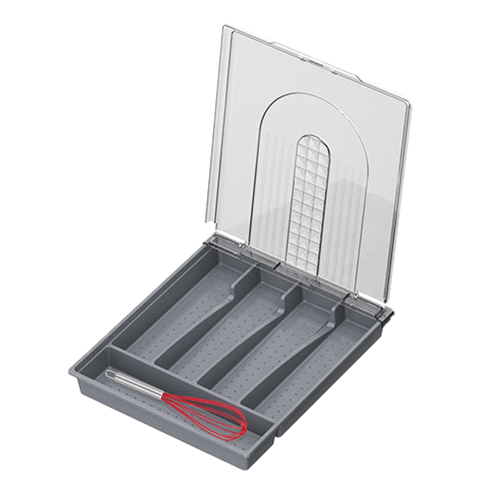 Organizador de cubiertos de 5 compartimentos con tapa para mantener tus utensilios limpios