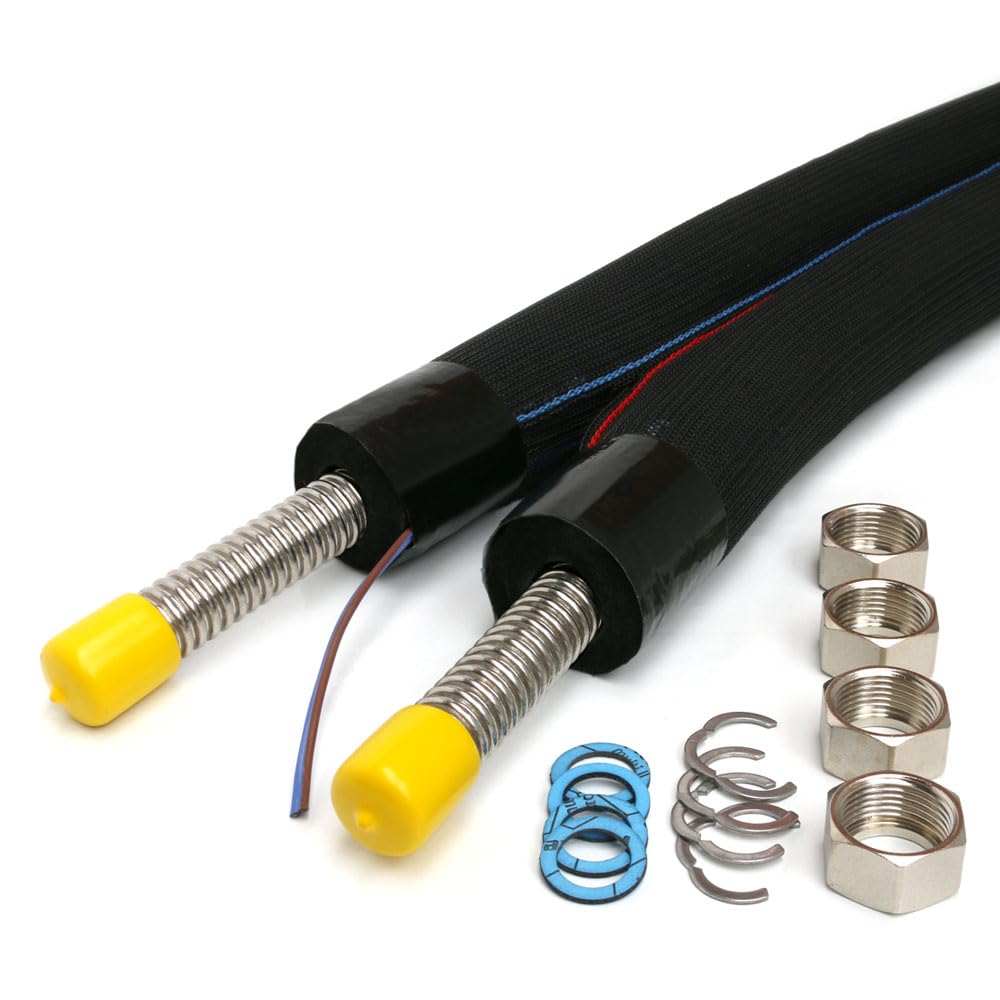 Tubo solar doppio DN16 in acciaio inossidabile con cavo sensore – Tubo solare/condotta solare per solare termico – Doppio tubo preisolato 13 mm EPDM – 3/4" dado a pressione – 5 m / 10 m / 15 m / 20 m
