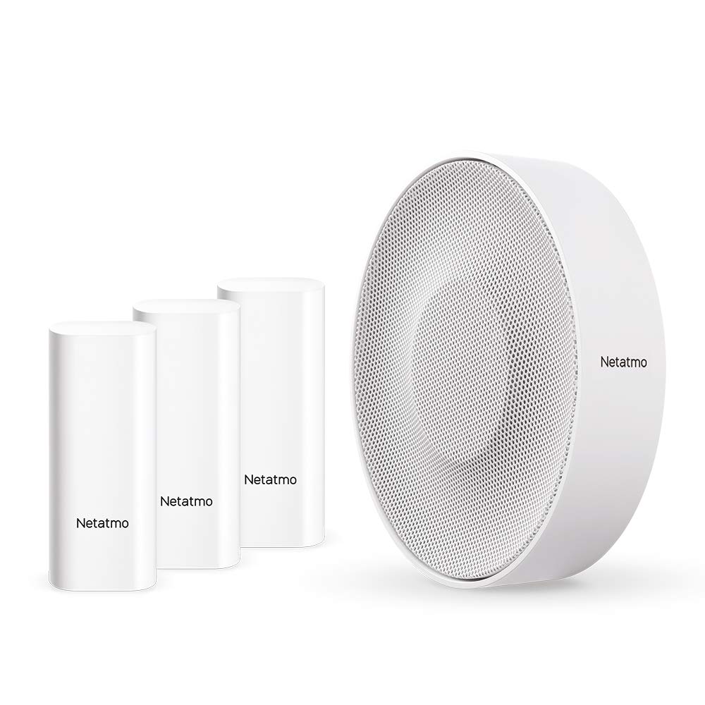 Netatmo Paquete de Accesorios de la Cámara Interior Inteligente: Sirena Interior Inteligente + Sensores de Apertura Inteligentes, inalámbricos, 110 dB, detección de Vibraciones