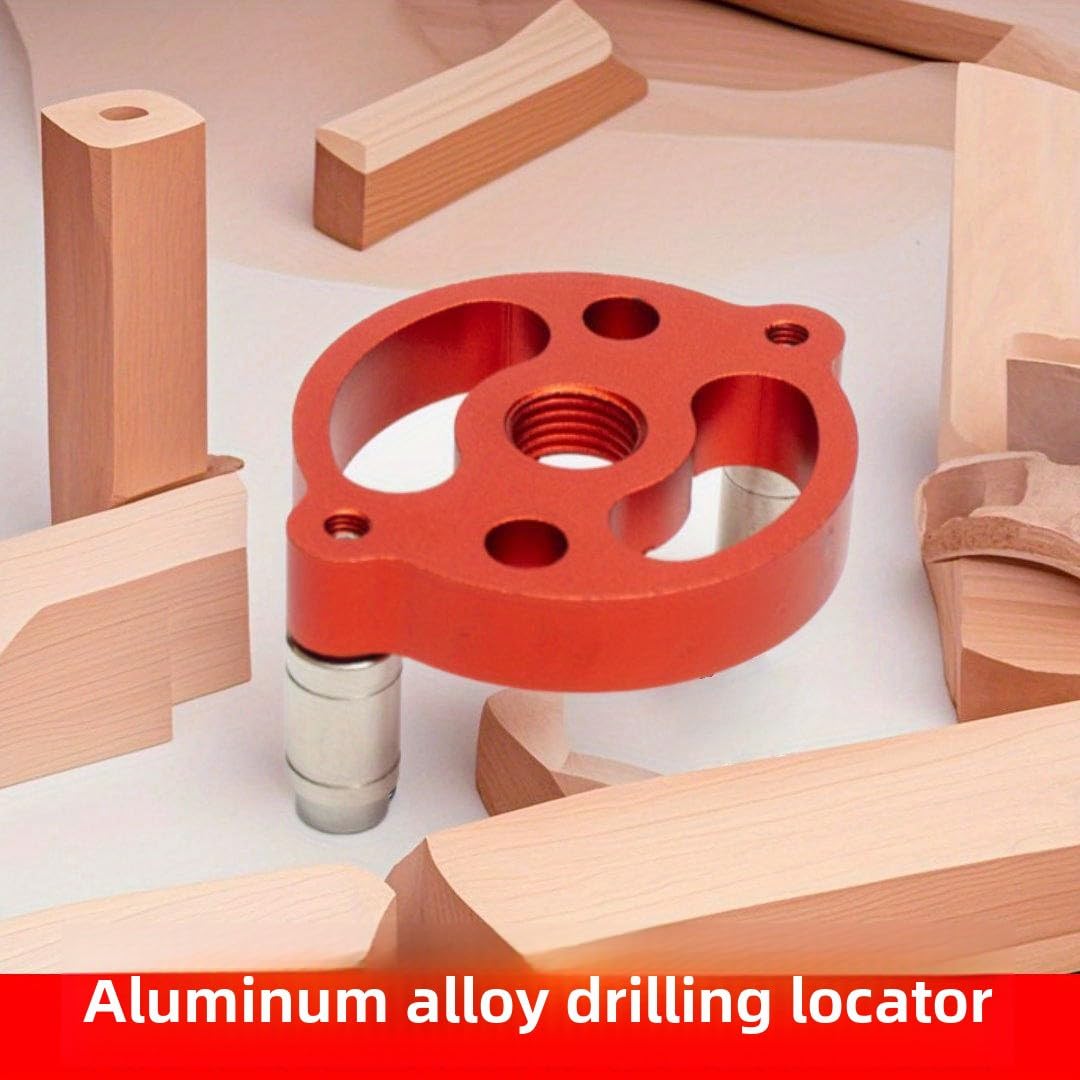 Aluminum Alloy Woodworking Center Hole Locator - Precision Drill Guide for Accurate Wood Joinery, Durable & Lightweight Tool (red,4)