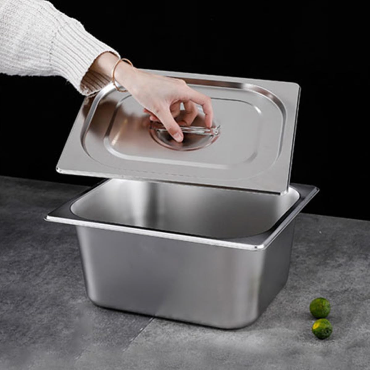 TOYANDONA Set 2 Pezzi Vassoi Rettangolari da Buffet in Acciaio Inossidabile con Coperchio, Riutilizzabili e Facili da Pulire, per Ristoranti e Feste
