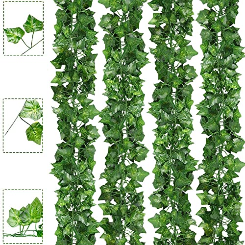 24 Pack Artificial Ivy Garland, Fake Ivy Leaves, Fake Vines Artificial Ivy UV, Fake Plants Artificial Leaves Ivy Garland Artificial Hanging Plants For Wedding Party Room Office Garden Wall Decoration