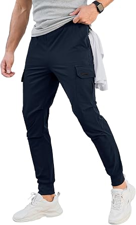 Comdecevis Mens Cargo Jogger Pants Stretch Sweatpants Slim Fit Tactical Pants with Zipper Pockets Casual Trousers