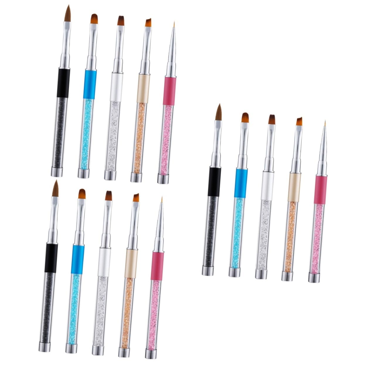 Healeved 15pezzi Pennelli Per Manicure Acrilico Con Manico Di Strass Strumenti Per Nail Art Professionali Per Casa e Salone Inclusi Varietà Di Pennelli Per Gel e Decorazioni Per Unghie