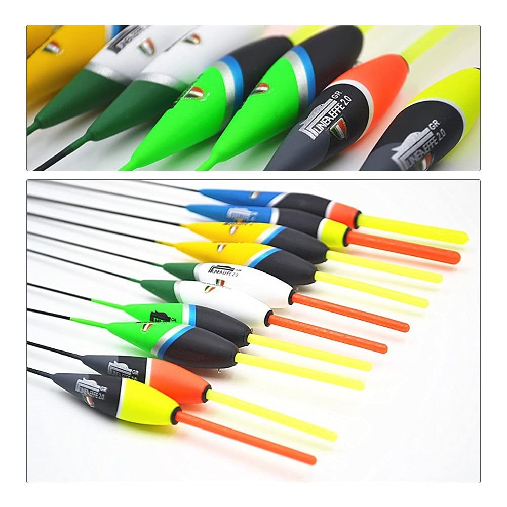 10Pcs Flotadores de Pesca Madera Abeto Juego Bobbers Herramientas