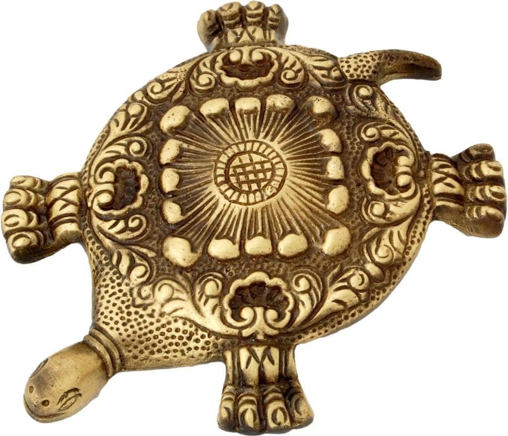 Brass Feng Shui Tortoise, Standard, Antique Brown, 1 Piece.