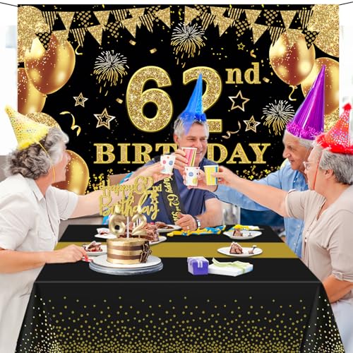 YeohJoy 62nd Birthday Decorations for Men Women Black Gold by YeohJoy - Used condition - Image 2