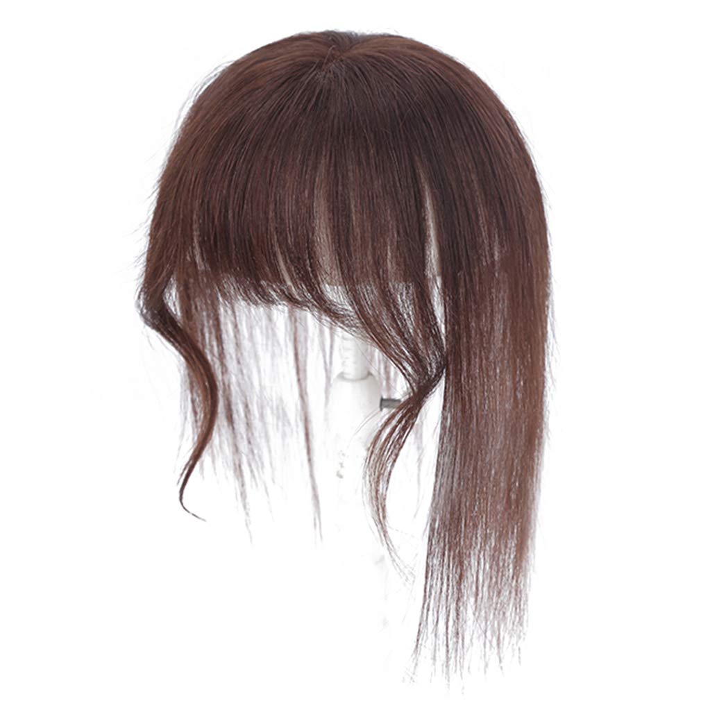 3D Bang Crown Topper Airy Bangs Hairpiece with Wavy Side Temple for Women, 8" Light Brown