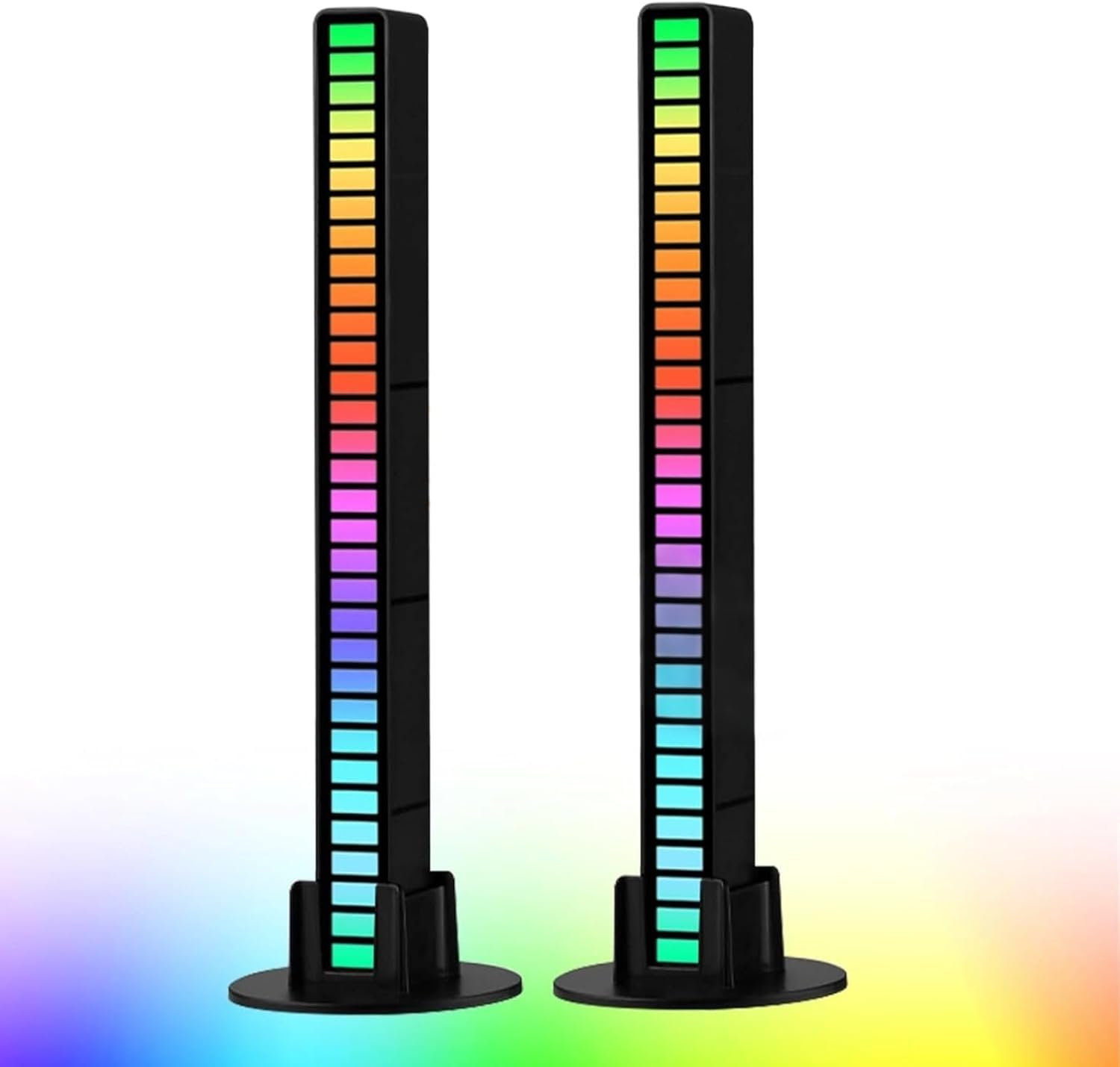 Smart RGB Rhythm Light Bar with 32 LEDs, Music Atmosphere Rhythm Light with 18 Colors & 8 Dynamic Modes, USB Powered RGB Sound Control Light for Bedroom, Party, Gaming, and Car Decor