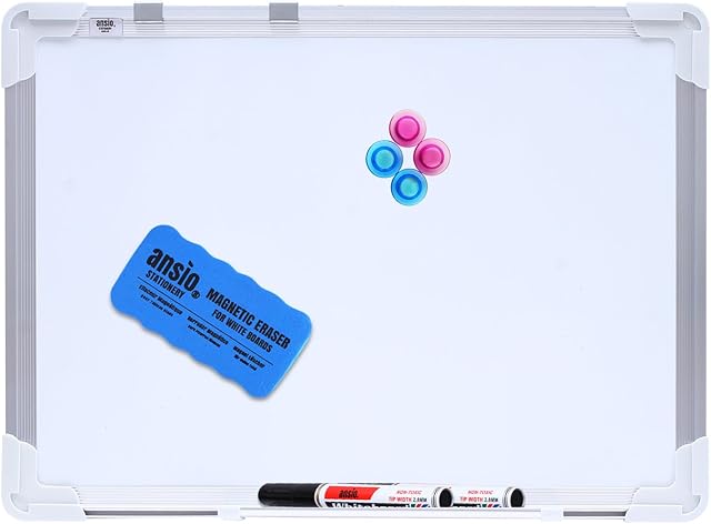 ANSIO A3 42 x 30 cm Double Sided Magnetic Whiteboard Kit - White/White