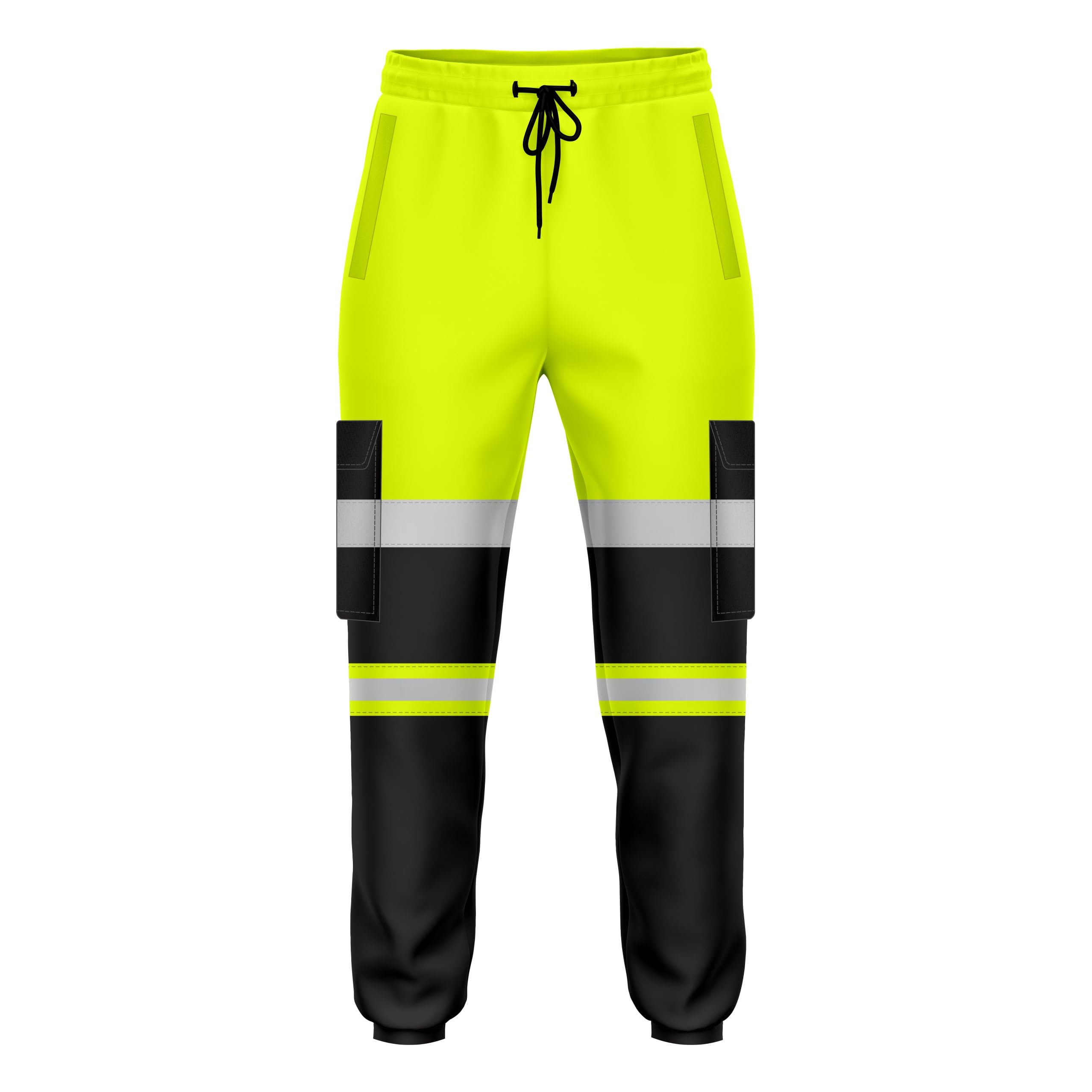 mymixtrendz Pantaloni da jogging da uomo ad alta visibilità, bicolore, con risvolto riflettente