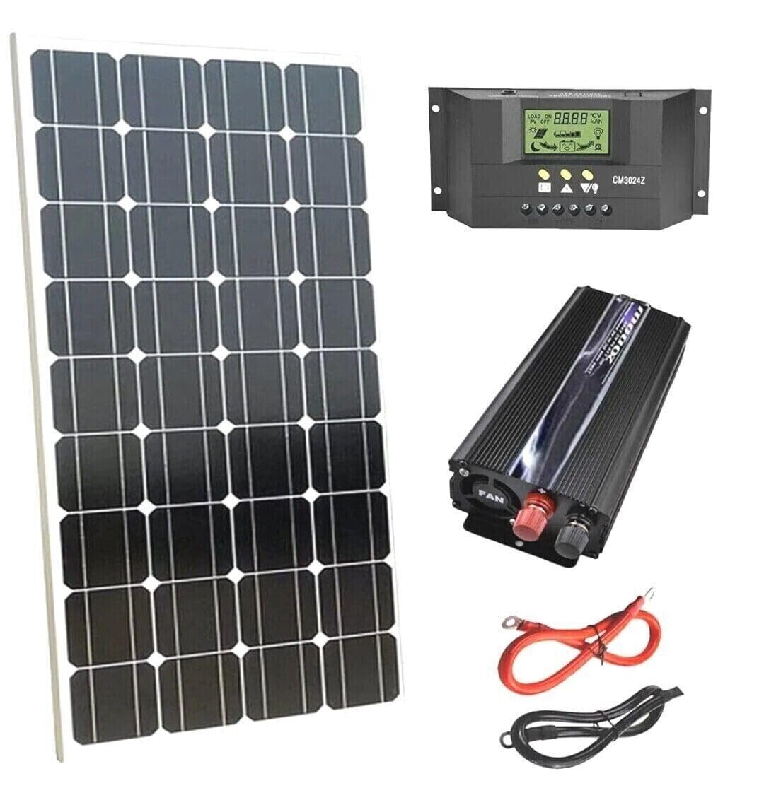 Kit Fotovoltaico 1 KW Pwm Inverter 2000W Pannello Solare 100W REG 30AH