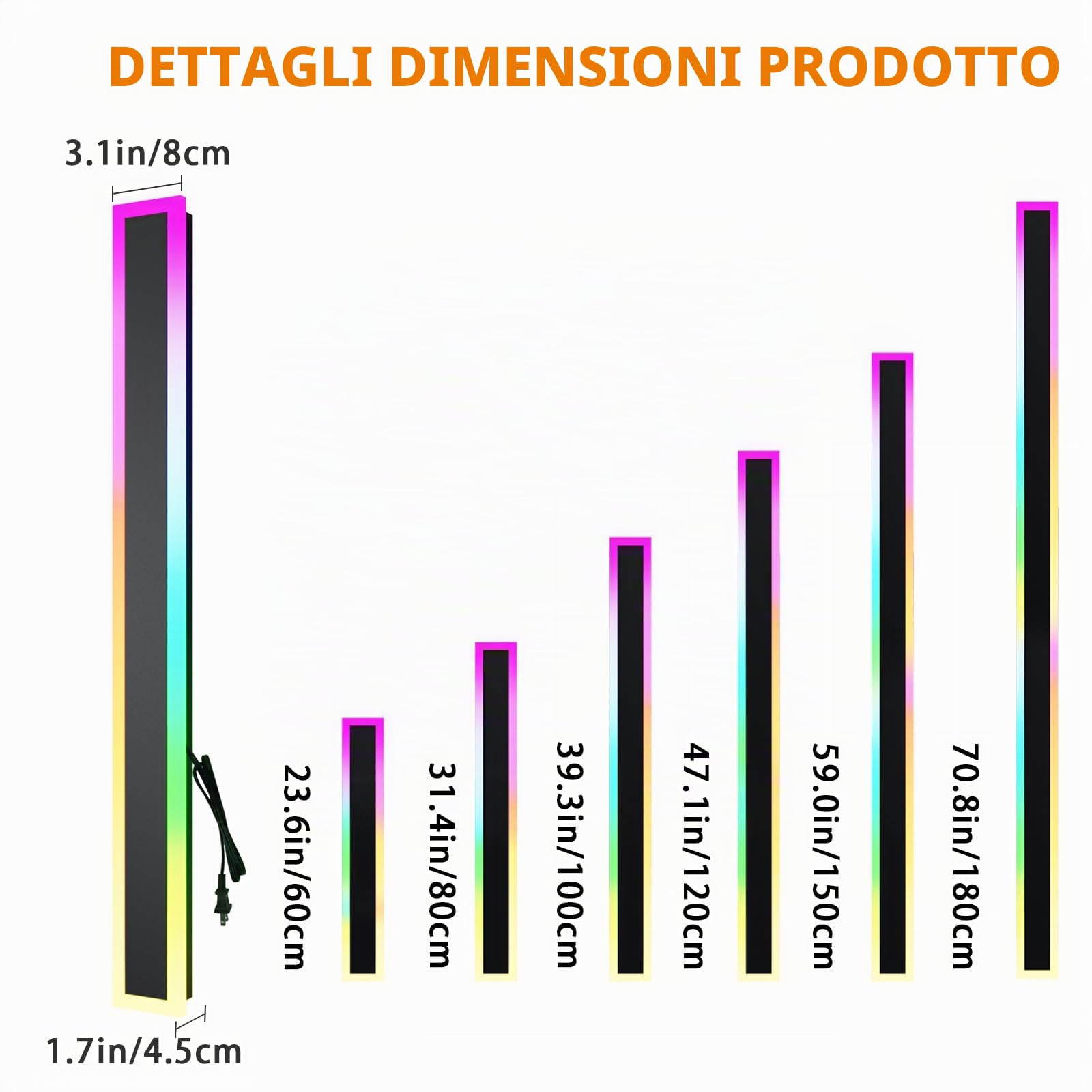 RGB LED Illuminazione da Parete Esterno, 120cm 2Pezzi RGB/Caldo/Bianco Metallo Dimmerabile Lunga Luci Esterne Parete, Ip65 Impermeabile con Telecomando e APP per Esterni/Interni, Giardini, Villa-120cm