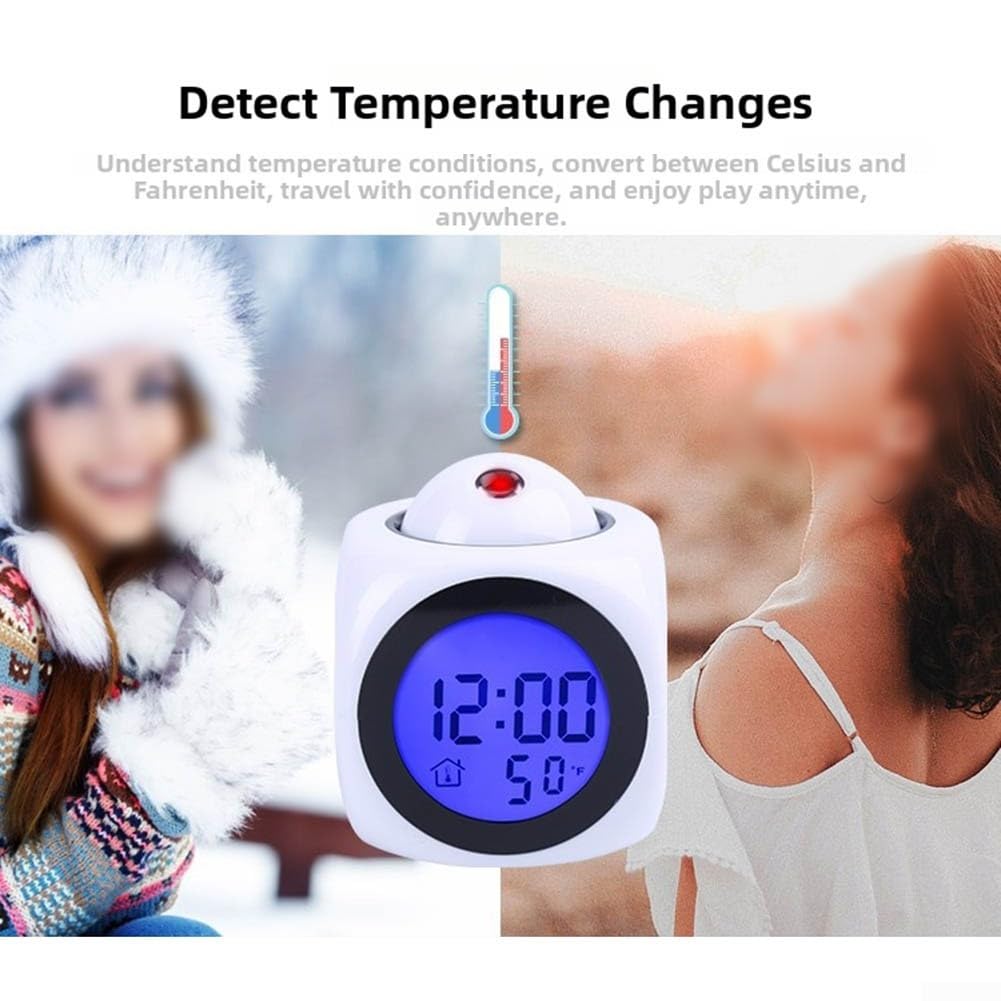 Proiettore Sveglia Bambini Display LCD Retroilluminato Annuncio Vocale Luce Notturna Snooze
