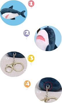 Shark Keychain Stuffed Animal Cute Toy Sea Animal Valentine's Day Children's Day Birthday Christmas Present 5.9 inches 15 cm, Blue