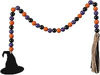 Vista 10 de Decoraciones de Halloween de murciélagos – Guirnalda de cuentas de madera de Halloween, decoración de pared de murciélago, chimenea de granja