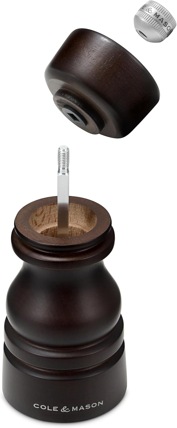 Cole & Mason London Wooden Shaker Gift Set - Refillable Salt & Pepper Grinder with Adjustable Grinding Mechanism - Chocolate Wood, 5" Salt & Pepper Gift Set