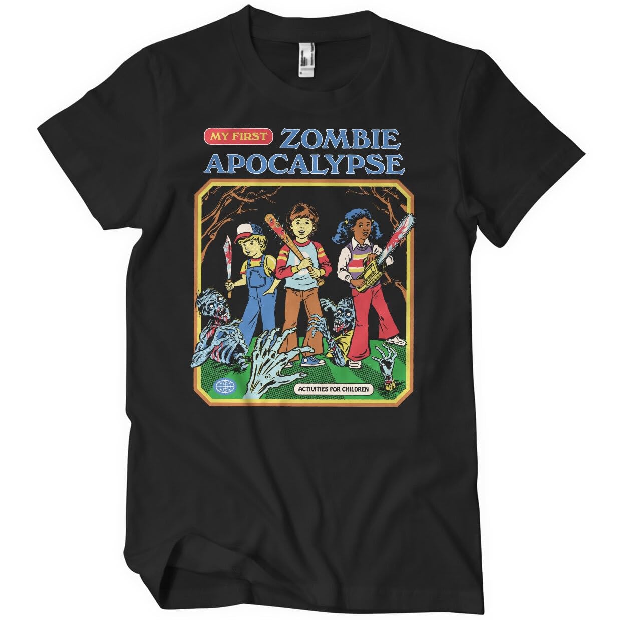 Steven Rhodes Men's Black Officially Licensed My First Zombie Apocalypse T-Shirt (Black), X-Large