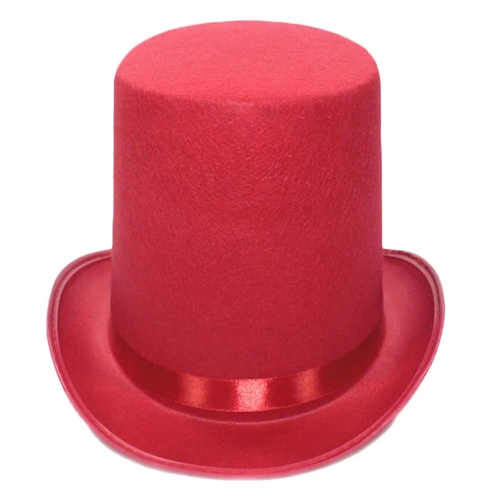 Cappello a Cilindro Cappello a Cilindro da Mago Cappello a Cilindro Nero Cappello da Mago eseguito Spettacoli teatrali Cappello a Bombetta Costume in Maschera(Red)