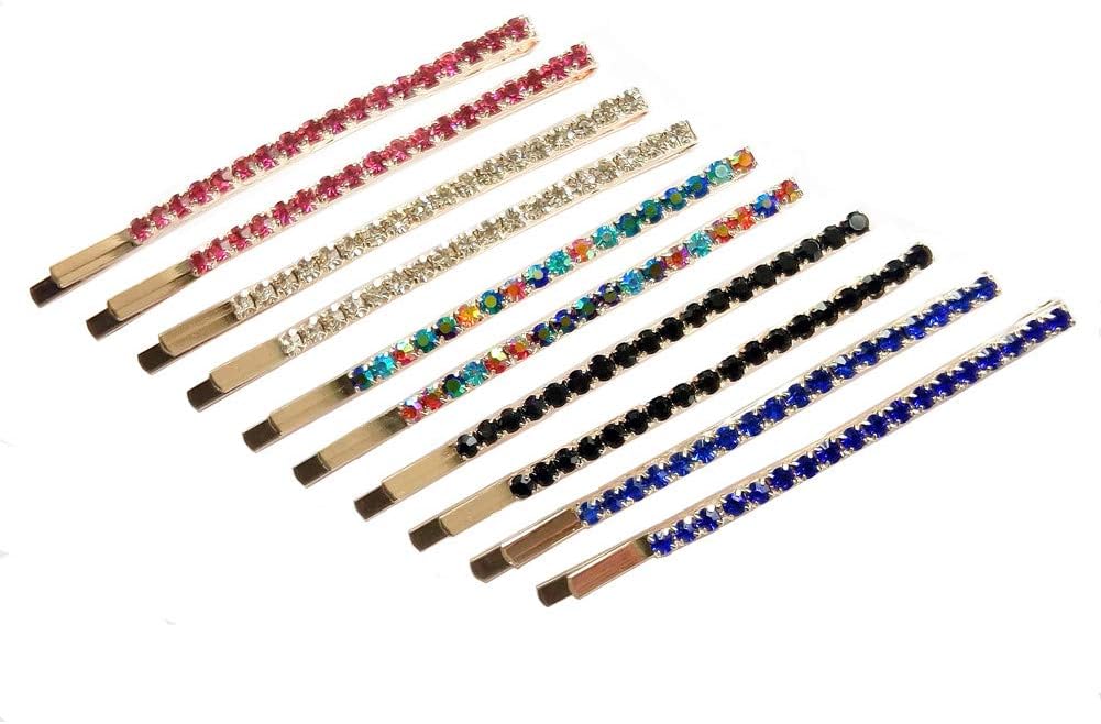 Bobby Pin Hair Pins Aguder Hair Barrette Rhinestone Hair Clips Set for Women and Girls(10pcs Mixed Color)