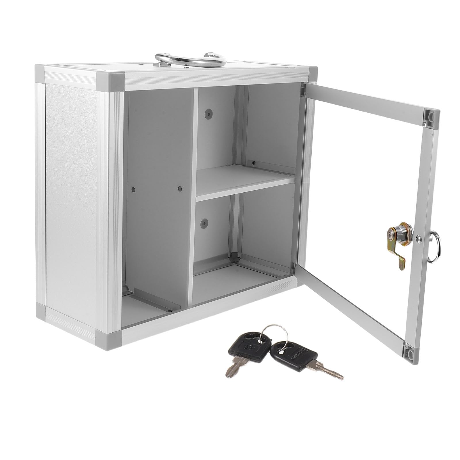TOYANDONA Caja Organizadora de Pared para Botiquín de Emergencia Compartimentos Integrados, Material de Aleación y Acrílico, Almacenamiento Portátil Adecuado para Bancos y Oficinas
