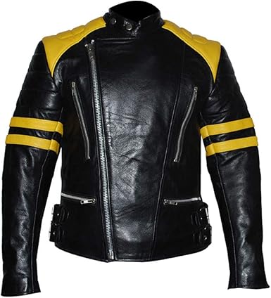 black jacket with yellow stripes