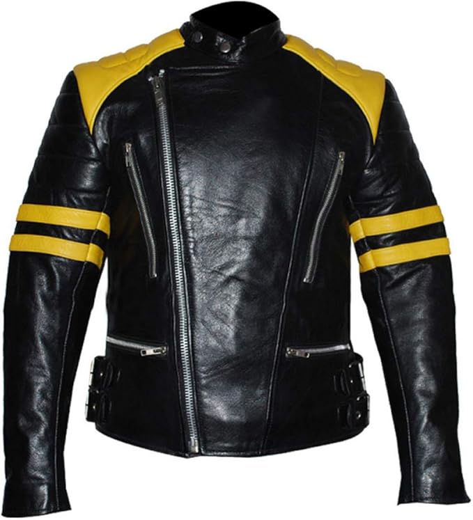 yellow leather motorcycle jacket