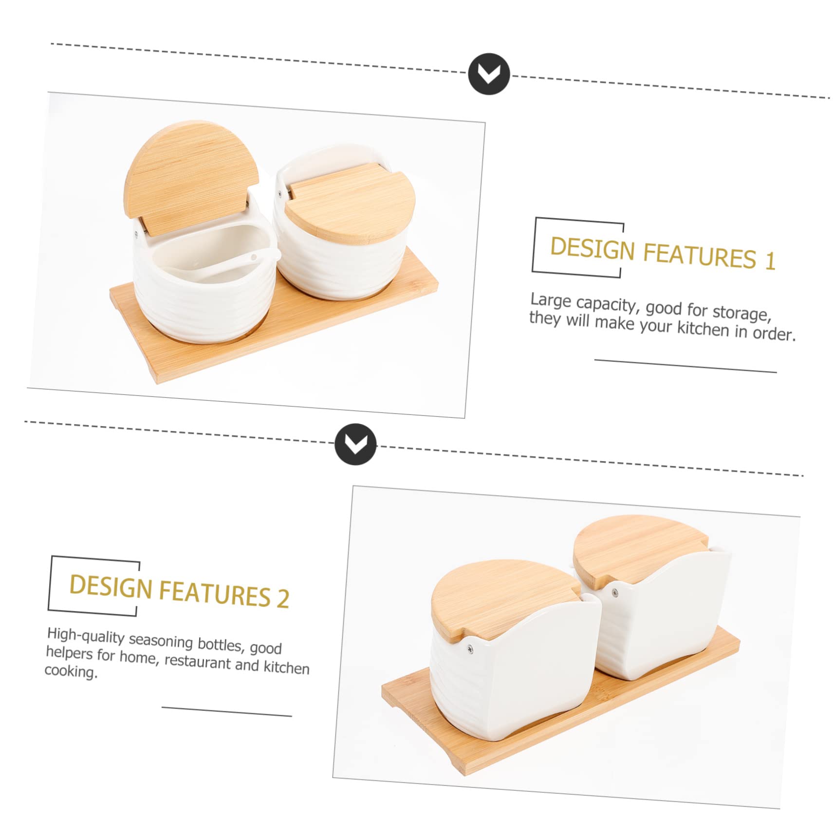 SOLUSTRE Salt Pepper Storage Jars Set Piece Condiment Containers Lids Large Mouth Spice Jars Kitchen Seasoning Pots