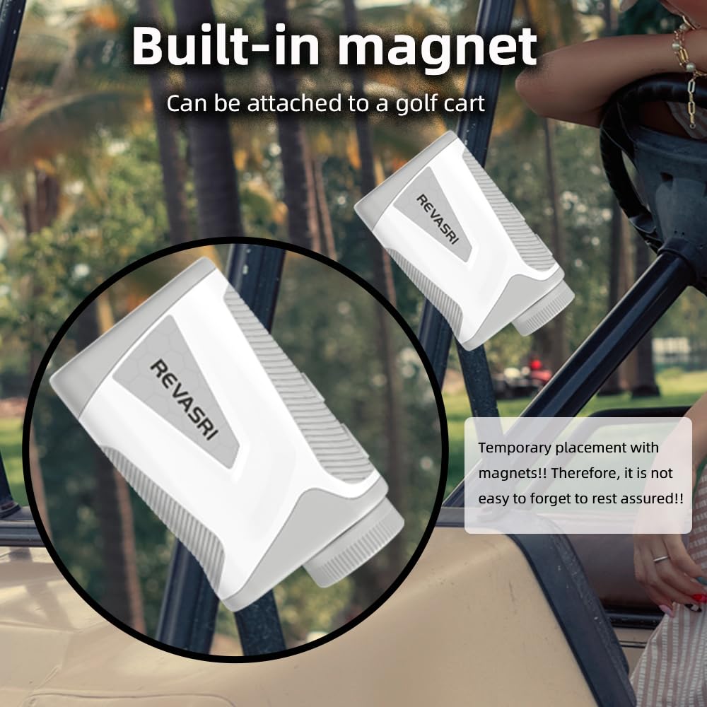 REVASRI Laser Golf Rangefinder 1000M 6X Ingrandimento Flag Lock Vibration, MIMI Golf Rangefinder con M/F/Y 3 unità | e banda magnetica per giocare a golf