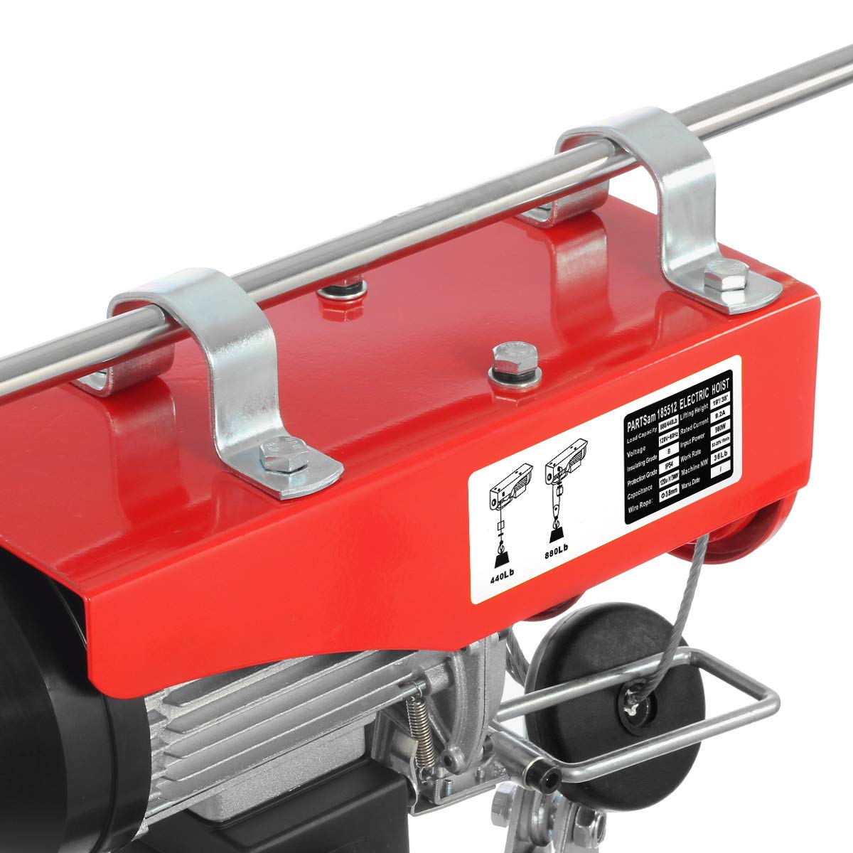 Partsam 880 lbs Lift Electric Hoist Crane Remote Control Power System