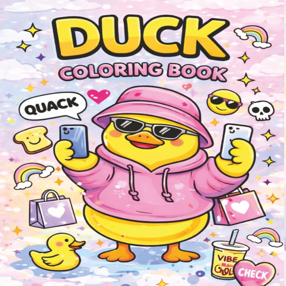 Duck Coloring Book: Fun and easy coloring pages for kids and adult