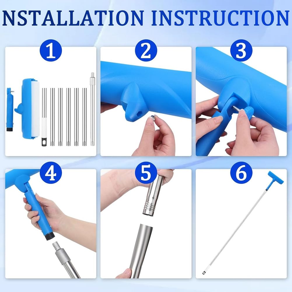 Exteon Pole - Rullo per pittura a soffitto, 1,8 m, testa regolabile da 25,4 cm, con protezione per una facile pittura e progetti fai da te