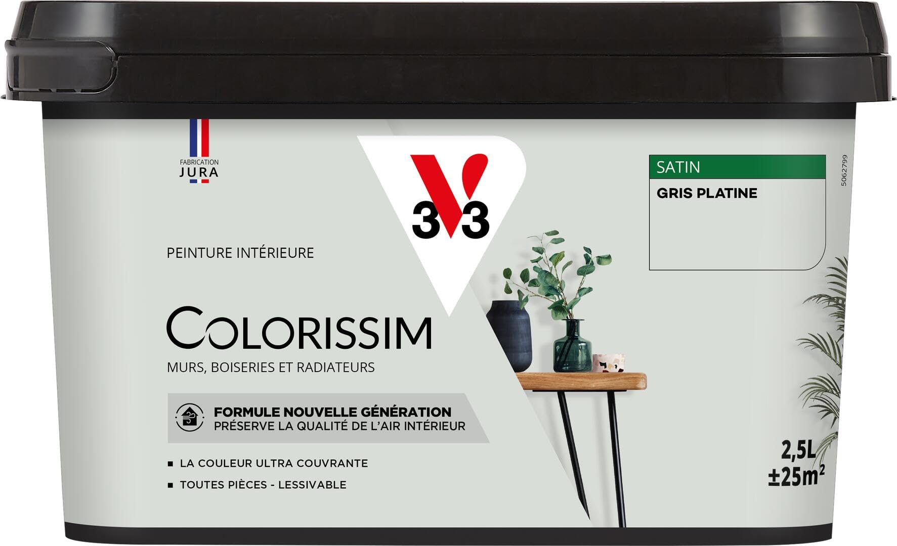 V33 Peinture multi-supports Colorissim® Gris platine satin 2,5L