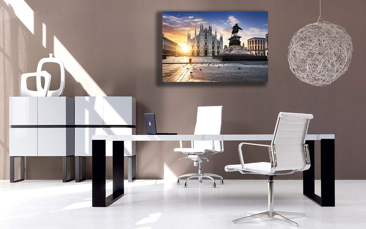 Quadro Su Tela Milano - Stampa HD Duomo, Naviglio, Tram, San Siro | 90x190 Cm, Made In Italy - Foto 11