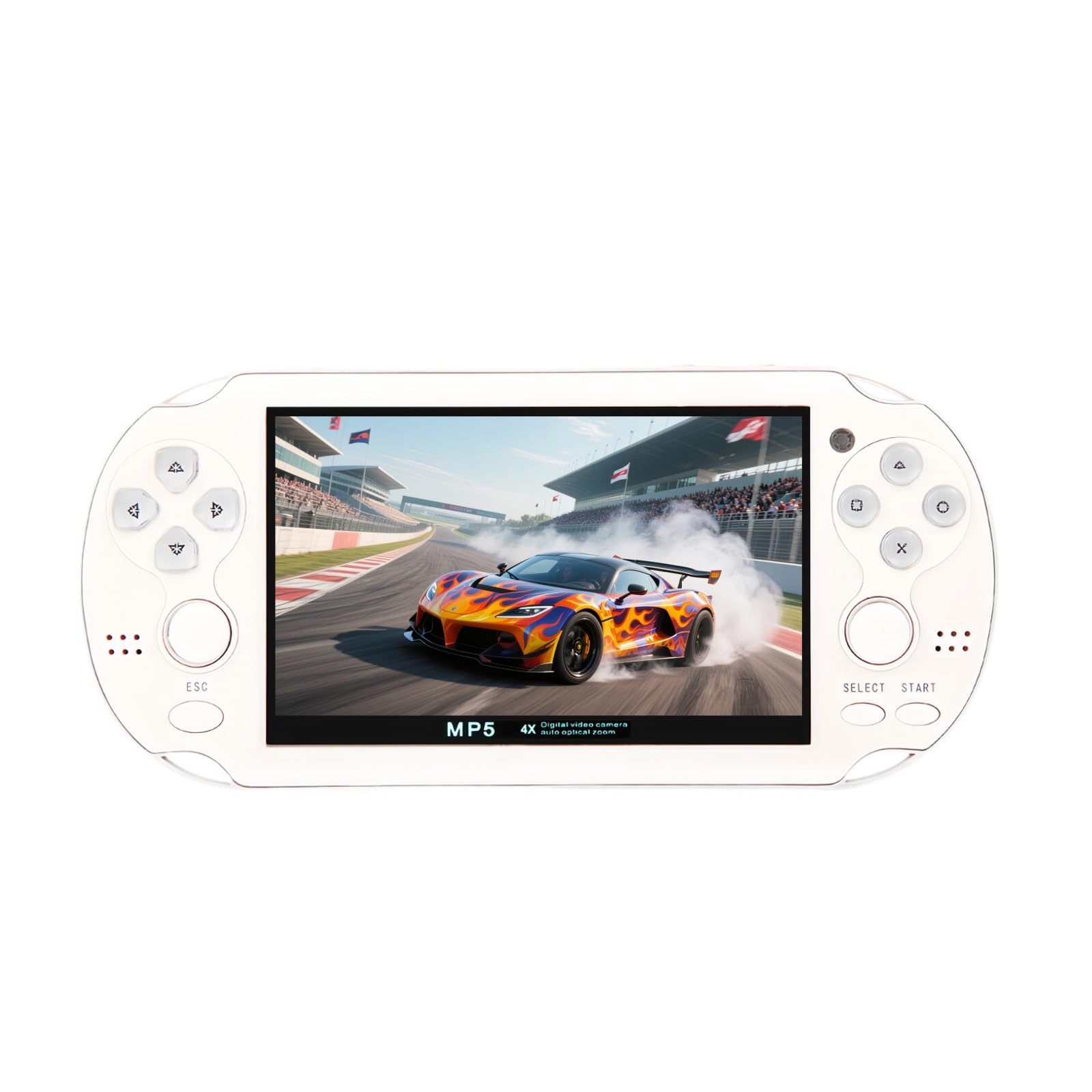 Retro YHFITN 4.3 Inch Portable Game Console with Dual Joystick, Compatible with TV, Kids and Adults.(White)