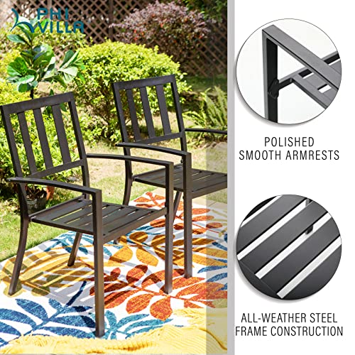 Phi Villa 9 Pieces Outdoor Dining Table Set For 8, 60” Square Metal Dining Table & Stackable Dining Chairs, Large Dining Furniture Set For Patio, Deck, Yard, Porch #TOP4