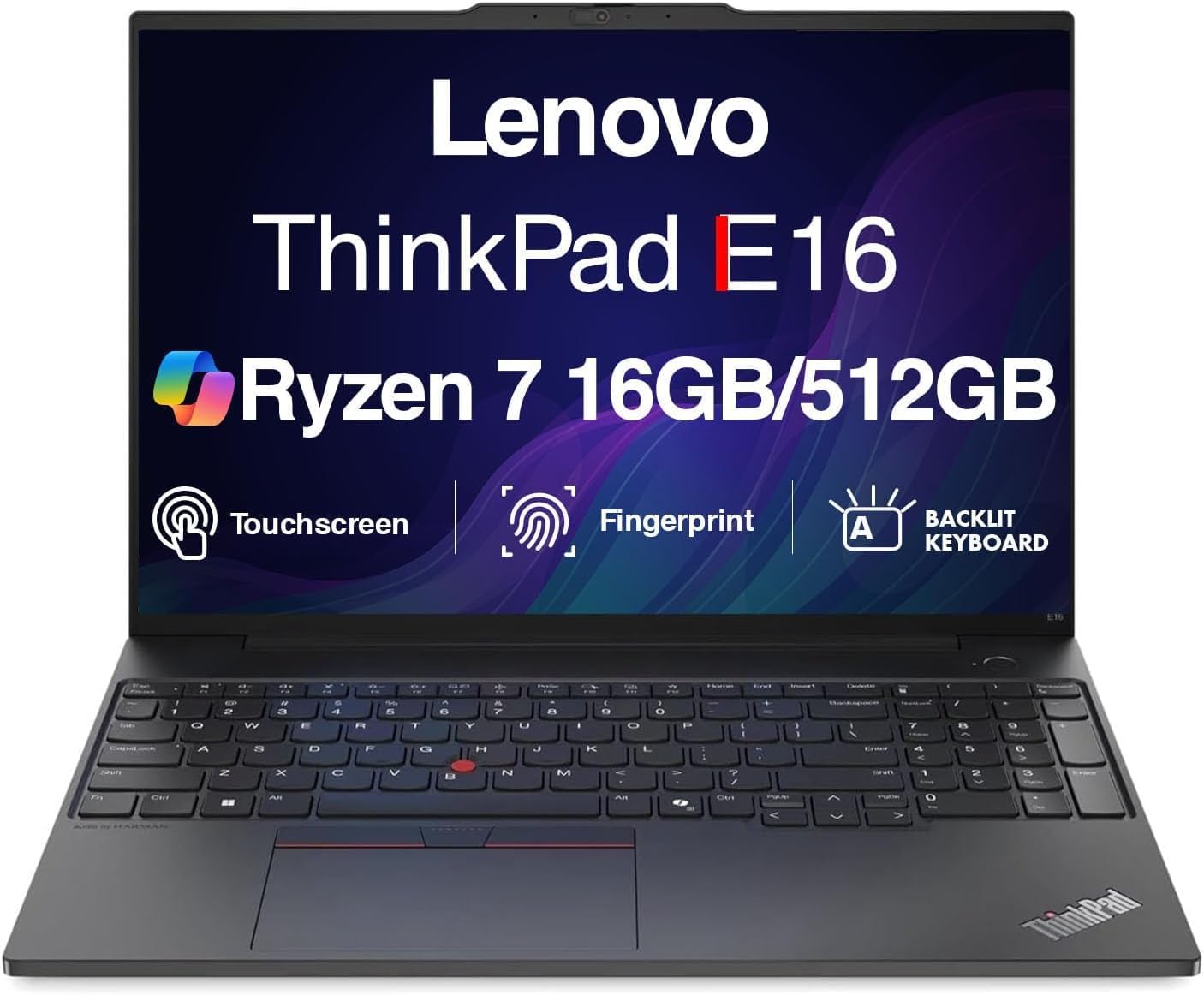 Lenovo ThinkPad E16 Gen 2 Business Laptop 16" FHD+ Touchscreen (AMD Ryzen 7 7735U, 16GB DDR5, 512GB M.2 SSD, Copilot, Fingerprint, TB 4, Backlit KB, WiFi 6E + BT, RJ-45, FHD Webcam, Windows 11 Pro)