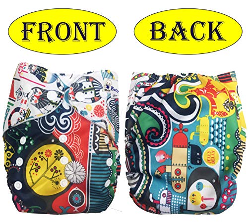 Image of Babymoon (SET of 3-1 Cloth Diaper with 2 5Layesr Bamboo Insert) Premium Adjustable Reusable Washable Cloth Diaper for Baby