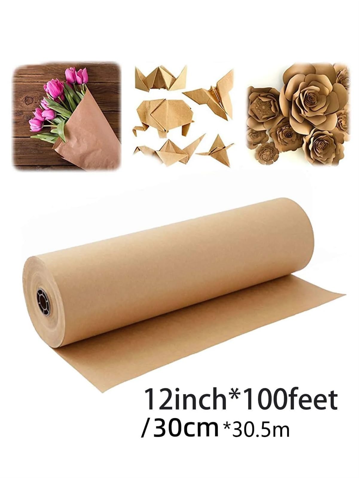 1 Rouleau de Papier Kraft Marron for Emballage Cadeau, 30 mètres Rouleau Papier Kraft