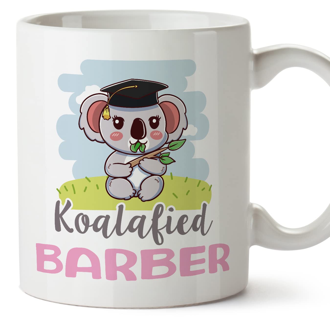 MUGFFINS Barber Woman Mug - in English - Koalafied - Funny Gift for Colleagues - Ceramic 11oz Mug โ image 1